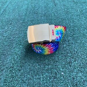 Vibrant Tie-Dye Belt with Gold Buckle